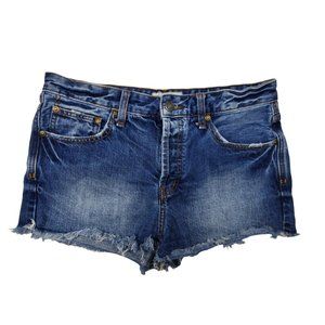 Free People Womens shorts sz 29 denim jeans cutoff button up high rise